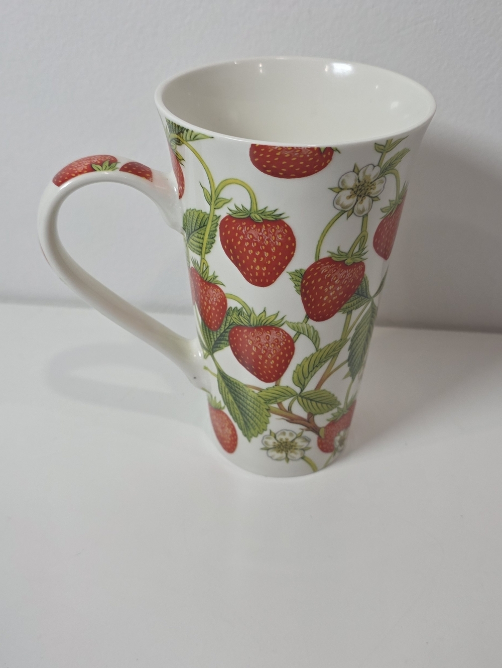 Strawberry Pattern Tall Ceramic Mug